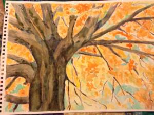 Fall Tree Watercolor                             