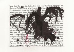 Inkblot dragon on text         